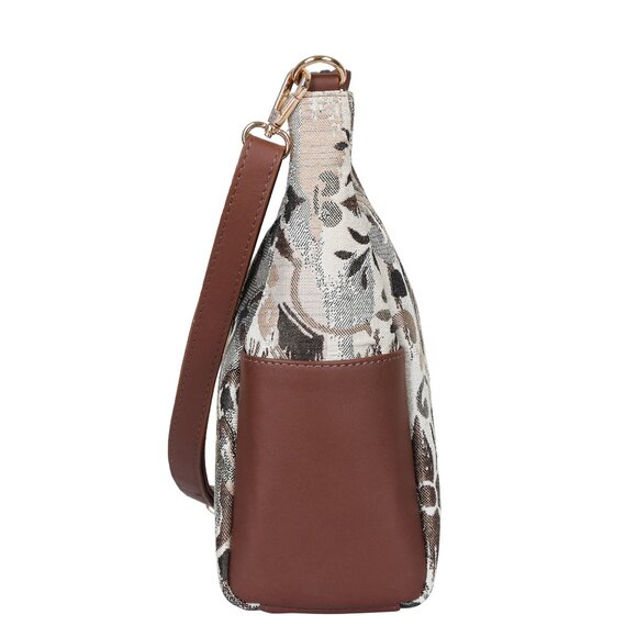 Abstract Print Tapestry Hobo Crossbody Bag for Women, Leather Shoulder Sling Bag - Picture 7 of 8